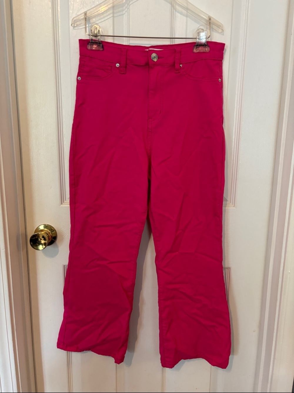 Bright Pink Flare- Bootcut Pants. Stretchy material. Size XL